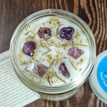 Load image into Gallery viewer, Aquarius candle with amethyst crystals