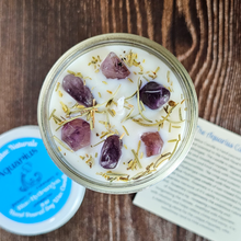 Load image into Gallery viewer, Aquarius candle with amethyst crystals