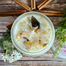 Load image into Gallery viewer, Wheel of The Year Imbolc Candle with crystals