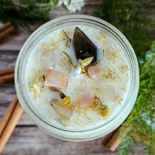 Load image into Gallery viewer, Imbolc candle with gemstones