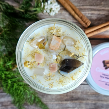 Load image into Gallery viewer, Imbolc candle with crystals