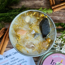 Load image into Gallery viewer, Imbolc soy candle with crystals