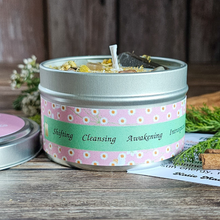 Load image into Gallery viewer, Wheel of the Year Imbolc candle with gemstones