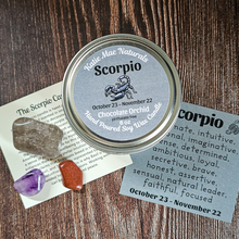 Load image into Gallery viewer, Candle and crystals gift set for zodiac sign scorpio