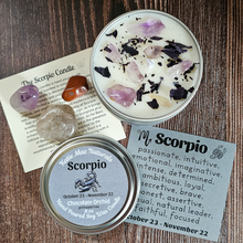 Load image into Gallery viewer, Scorpio candle and crystals gift set