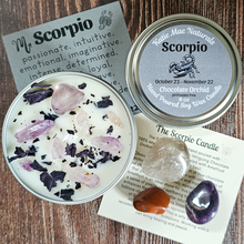 Load image into Gallery viewer, Scorpio candle and crystals gift set