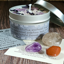 Load image into Gallery viewer, Candle and crystals gift set for zodiac sign Scorpio