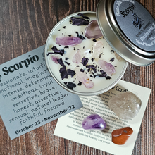 Load image into Gallery viewer, Scorpio candle and crystals gift set
