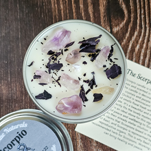 Load image into Gallery viewer, Scorpio candle with amethyst crystals