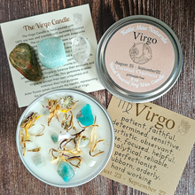 Load image into Gallery viewer, Virgo candle and crystals gift set