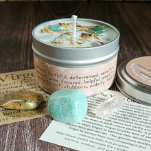 Load image into Gallery viewer, Virgo candle and crystals gift set