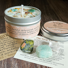 Load image into Gallery viewer, Virgo candle and crystals gift set