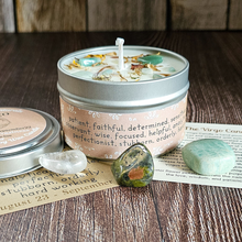 Load image into Gallery viewer, Candle and crystals gift set for zodiac sign Virgo