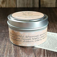 Load image into Gallery viewer, Hand poured soy wax candle with crystals for zodiac sign Virgo