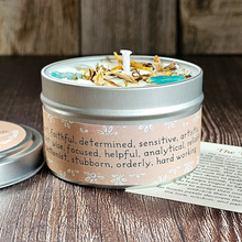 Load image into Gallery viewer, Hand poured soy wax candle with crystals for zodiac sign Virgo