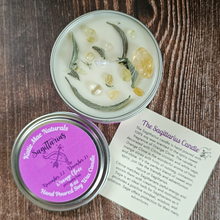 Load image into Gallery viewer, Sagittarius soy candle with citrine gemstones