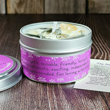 Load image into Gallery viewer, Sagittarius soy candle with crystals