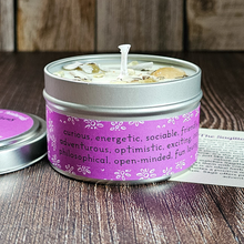 Load image into Gallery viewer, Sagittarius soy candle with crystals