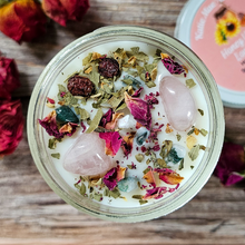 Load image into Gallery viewer, Beltane candle with crystals