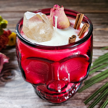 Load image into Gallery viewer, Cinnamon Sticks Red Skull Candle - Recycled Glass - 15 oz
