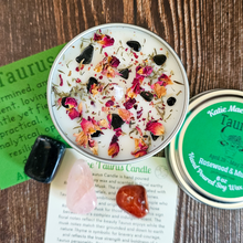 Load image into Gallery viewer, Candle and crystals gift set for zodiac sign Taurus
