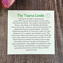 Load image into Gallery viewer, Taurus candle description card