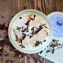 Load image into Gallery viewer, Cancer zodiac candle with rose quartz crystals