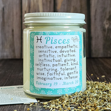 Load image into Gallery viewer, Pisces candle with crystals