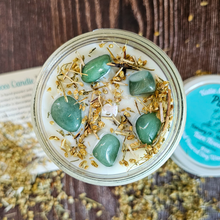 Load image into Gallery viewer, Pisces candle with green aventurine gemstones