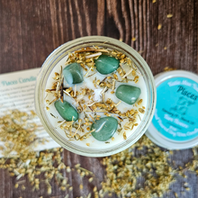 Load image into Gallery viewer, Pisces soy candle with gemstones