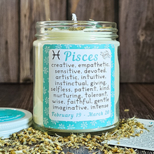 Load image into Gallery viewer, Pisces candle with gemstones