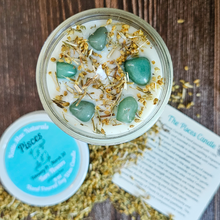 Load image into Gallery viewer, Pisces soy candle with crystals
