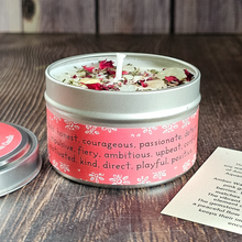 Load image into Gallery viewer, Aries candle with crystals