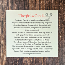 Load image into Gallery viewer, Aries candle description card
