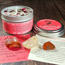 Load image into Gallery viewer, Aries candle and crystals gift set