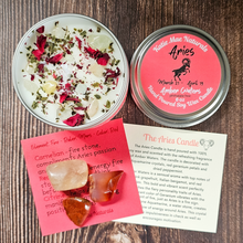 Load image into Gallery viewer, Soy candle and crystals for zodiac sign Aries