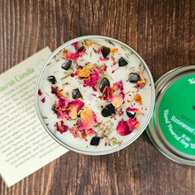 Load image into Gallery viewer, Taurus soy candle with Obsidian gemstones