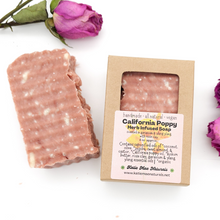 Load image into Gallery viewer, California Poppy Herb Infused Soap with Rose Clay - Geranium and Ylang Ylang Scent