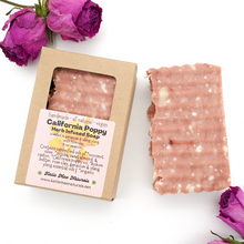 Load image into Gallery viewer, California Poppy Herb Infused Soap with Rose Clay - Geranium and Ylang Ylang Scent