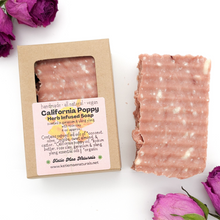 Load image into Gallery viewer, California Poppy Herb Infused Soap with Rose Clay - Geranium and Ylang Ylang Scent