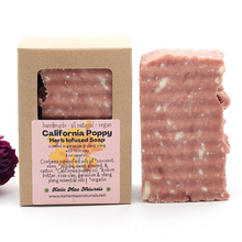 Load image into Gallery viewer, California Poppy Herb Infused Soap with Rose Clay - Geranium and Ylang Ylang Scent