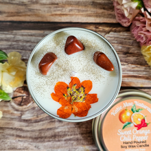 Load image into Gallery viewer, Sweet Orange Chili Pepper Soy Wax Candle with red jasper gemstones