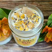 Load image into Gallery viewer, Summer solstice soy wax candle with crystals