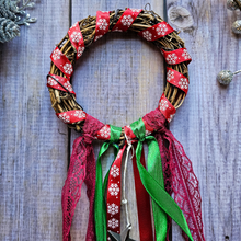 Load image into Gallery viewer, Yule Witches Bells Christmas Door Wreath