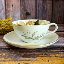 Load image into Gallery viewer, Ginger Jasmine Tea Cup Candle with Crystals