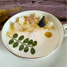 Load image into Gallery viewer, Ginger Jasmine Tea Cup Candle with Crystals