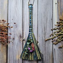 Load image into Gallery viewer, Small blue altar broom with dried flowers