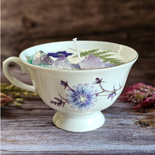 Load image into Gallery viewer, Hand poured soy candle in a vintage tea cup