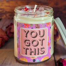 Load image into Gallery viewer, Encouragement Intention Candle – Crystal Candle for Strength, Support & Perseverance
