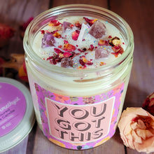 Load image into Gallery viewer, Encouragement Intention Candle – Crystal Candle for Strength, Support & Perseverance